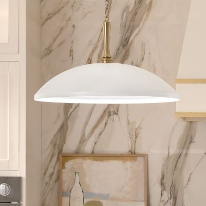 Kichler - Pendel med kædeophæng DELAROSA 1xE27/60W/230V hvid/messing