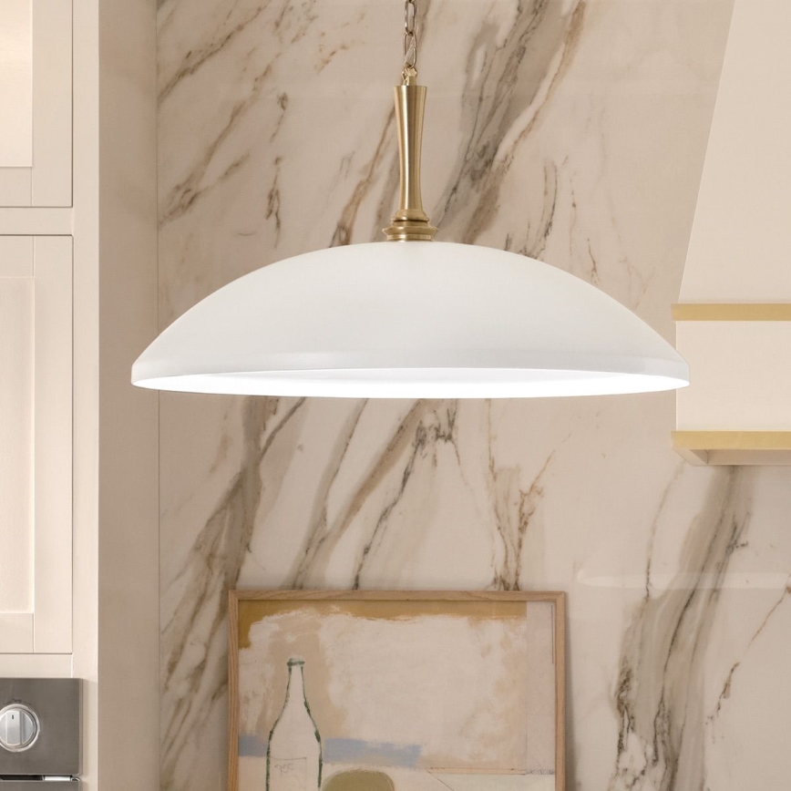 Kichler - Pendel med kædeophæng DELAROSA 1xE27/60W/230V hvid/messing