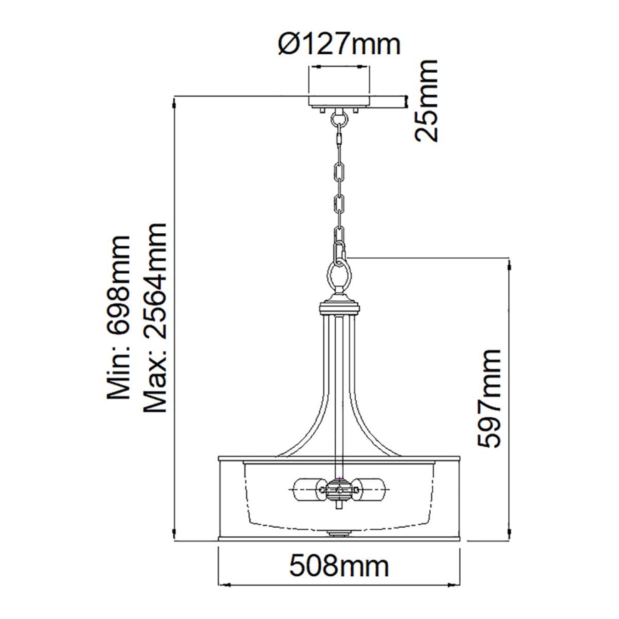 Kichler - Kædeophængt lysekrone LACEY 4xE27/60W/230V mat krom