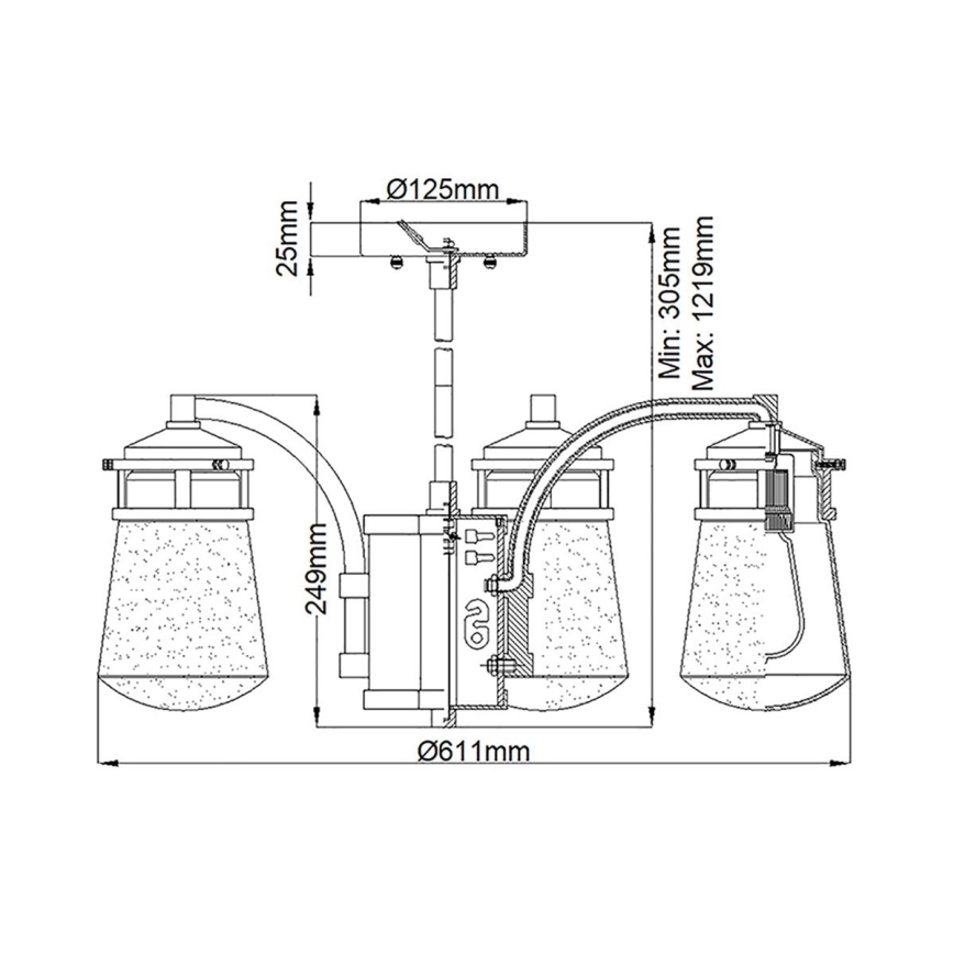 Kichler - Udendørs pendel LYNDON 5xE27/60W/230V IP44