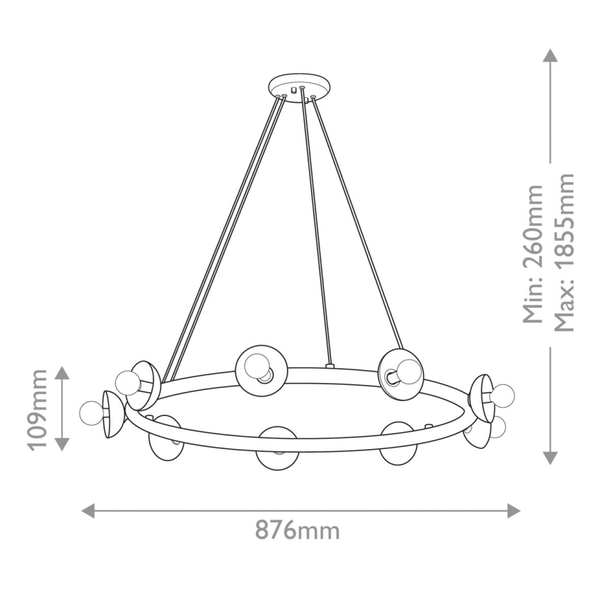 Kichler - Lysekrone med kabel PALTA 9xE14/40W/230V guld