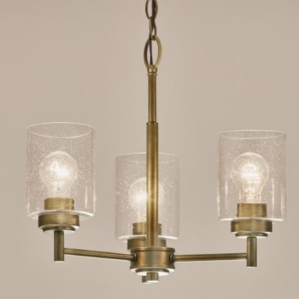 Kichler - Pendel med kædeophæng WINSLOW 3xE27/60W/230V diameter 45,8 cm messing