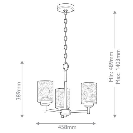 Kichler - Pendel med kædeophæng WINSLOW 3xE27/60W/230V diameter 45,8 cm messing