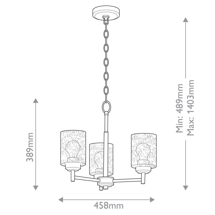 Kichler - Pendel med kædeophæng WINSLOW 3xE27/60W/230V diameter 45,8 cm messing