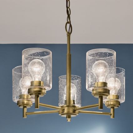 Kichler - Pendel med kædeophæng WINSLOW 5xE27/60W/230V diameter 50,2 cm messing