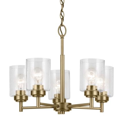 Kichler - Pendel med kædeophæng WINSLOW 5xE27/60W/230V diameter 50,2 cm messing