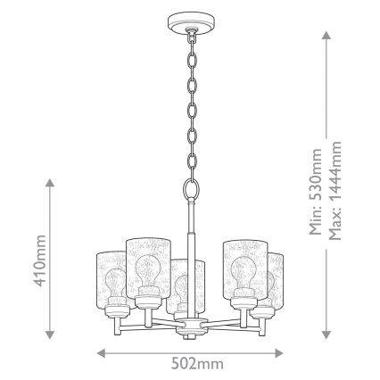 Kichler - Pendel med kædeophæng WINSLOW 5xE27/60W/230V diameter 50,2 cm messing