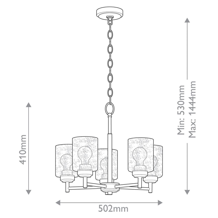 Kichler - Pendel med kædeophæng WINSLOW 5xE27/60W/230V diameter 50,2 cm messing