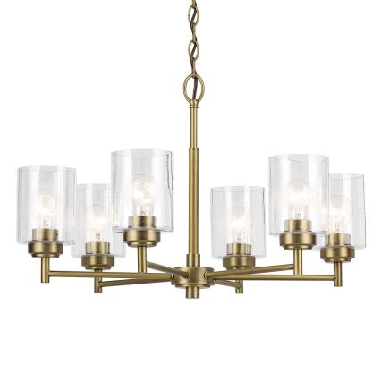 Kichler - Pendel med kædeophæng WINSLOW 6xE27/60W/230V diameter 66 cm messing