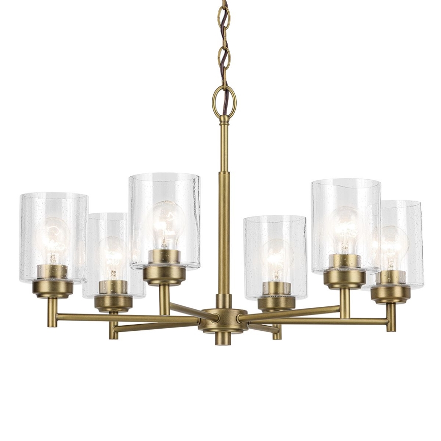 Kichler - Pendel med kædeophæng WINSLOW 6xE27/60W/230V diameter 66 cm messing
