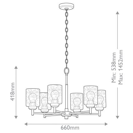 Kichler - Pendel med kædeophæng WINSLOW 6xE27/60W/230V diameter 66 cm messing