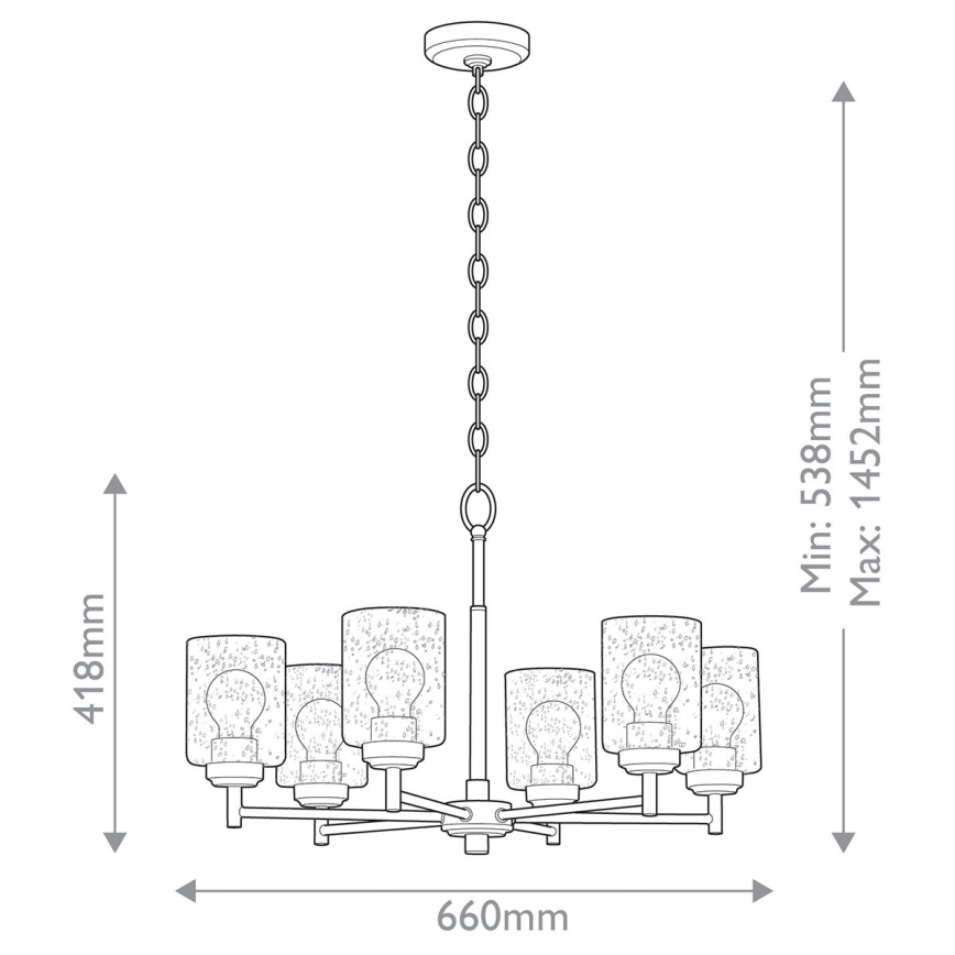 Kichler - Pendel med kædeophæng WINSLOW 6xE27/60W/230V diameter 66 cm messing