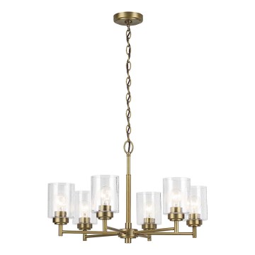 Kichler - Pendel med kædeophæng WINSLOW 6xE27/60W/230V diameter 66 cm messing