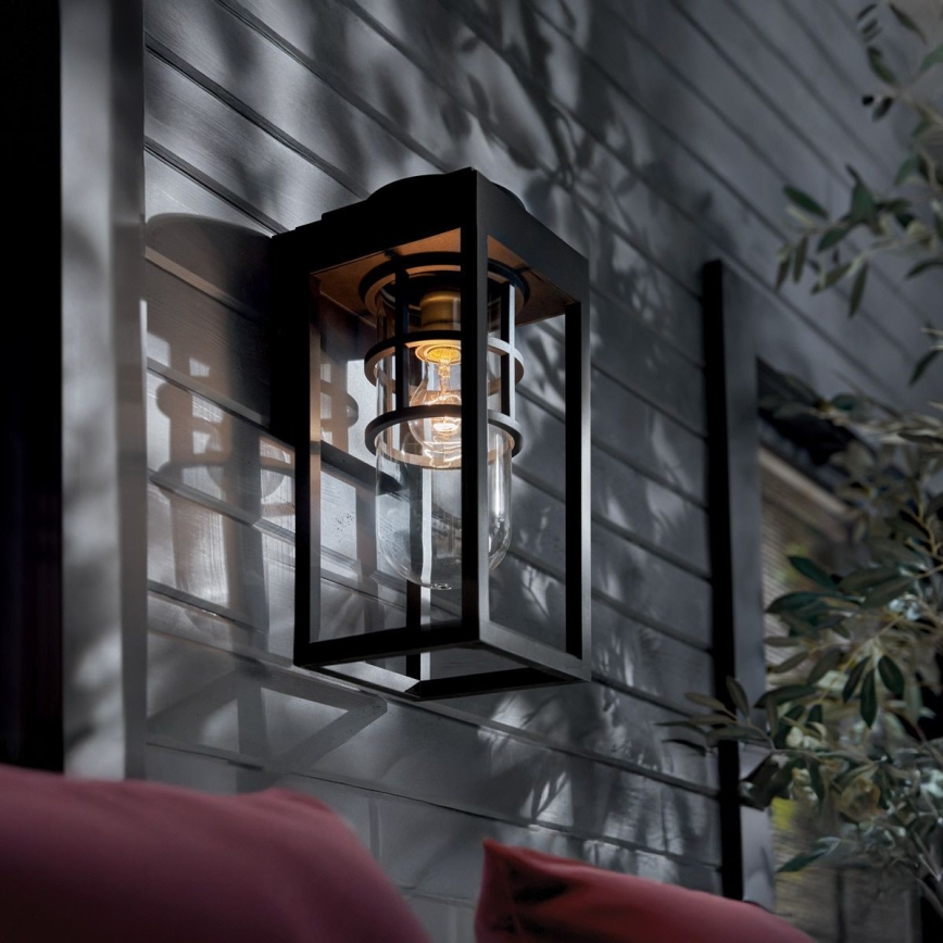Kichler - Udendørs væglampe HONE S 1xE27/60W/230V IP44 sort