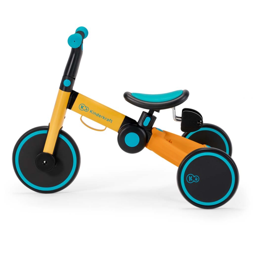 KINDERKRAFT - Børne løbecykel 3-i-1 4TRIKE gul/turkis
