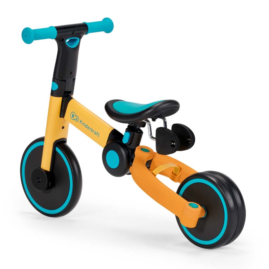 KINDERKRAFT - Børne løbecykel 3-i-1 4TRIKE gul/turkis