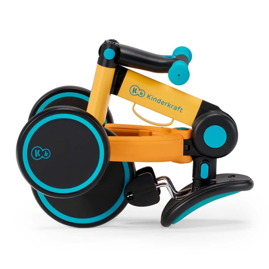 KINDERKRAFT - Børne løbecykel 3-i-1 4TRIKE gul/turkis