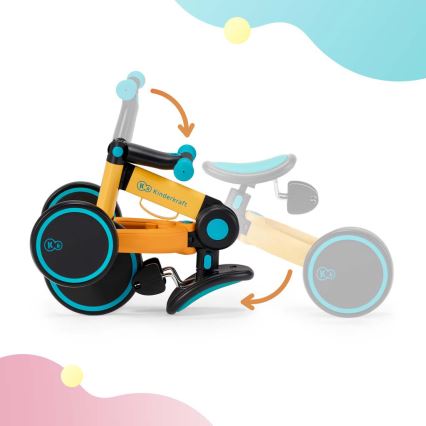KINDERKRAFT - Børne løbecykel 3-i-1 4TRIKE gul/turkis