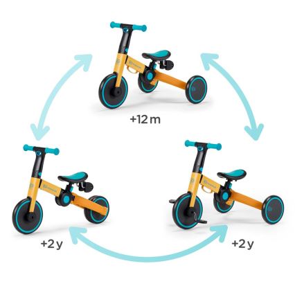 KINDERKRAFT - Børne løbecykel 3-i-1 4TRIKE gul/turkis