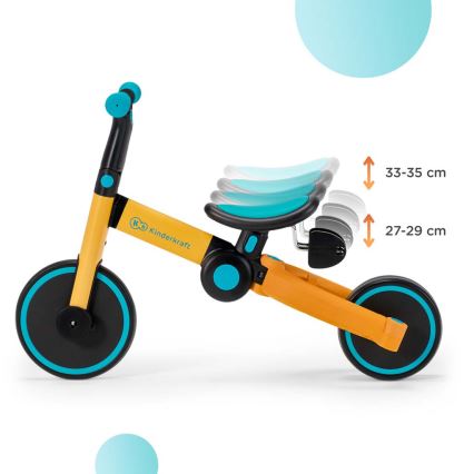 KINDERKRAFT - Børne løbecykel 3-i-1 4TRIKE gul/turkis