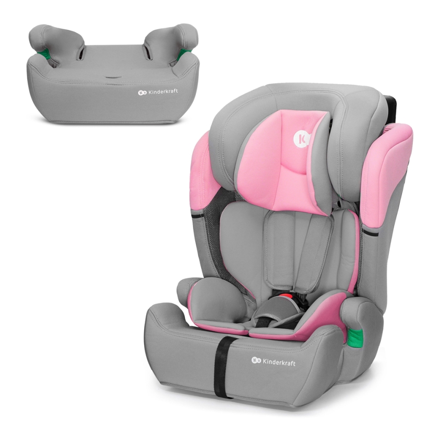 KINDERKRAFT - Autostol COMFORT UP i-Str. (76-150 cm) grå/lyserød