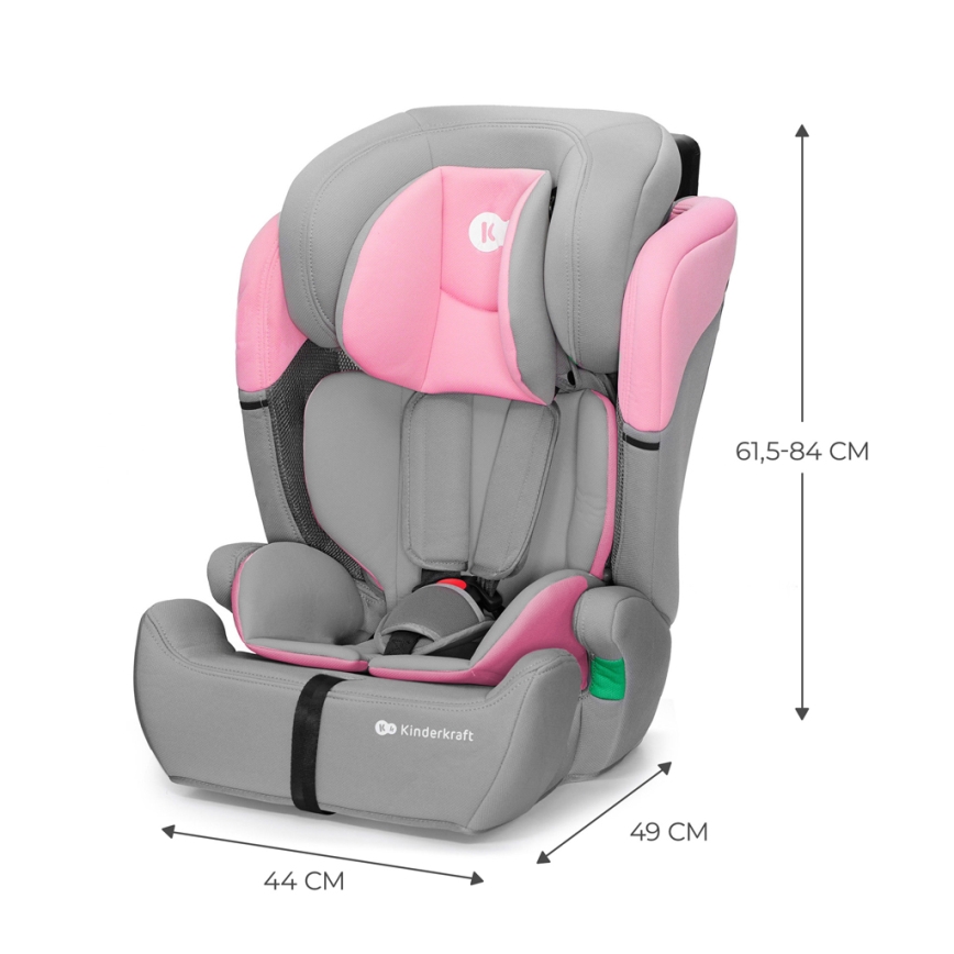 KINDERKRAFT - Autostol COMFORT UP i-Str. (76-150 cm) grå/lyserød