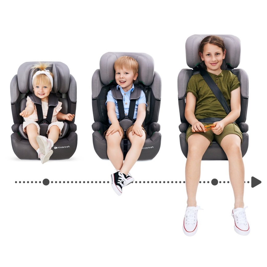 KINDERKRAFT - Autostol COMFORT UP i-Str. (76-150 cm) lysegrå