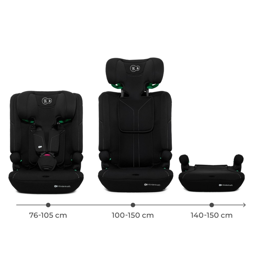 KINDERKRAFT - Autostol I-COMFY i-Size 76-150 cm sort