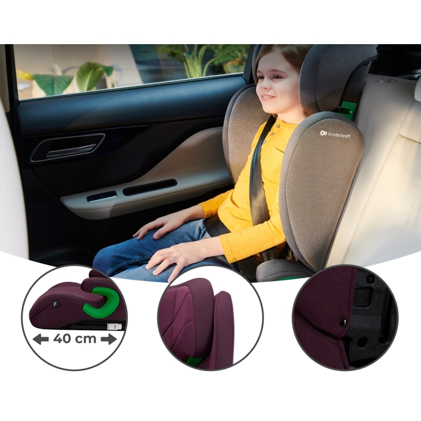KINDERKRAFT - Autostol JUNIOR FIX 2 (100-150 cm) Cherry pearl