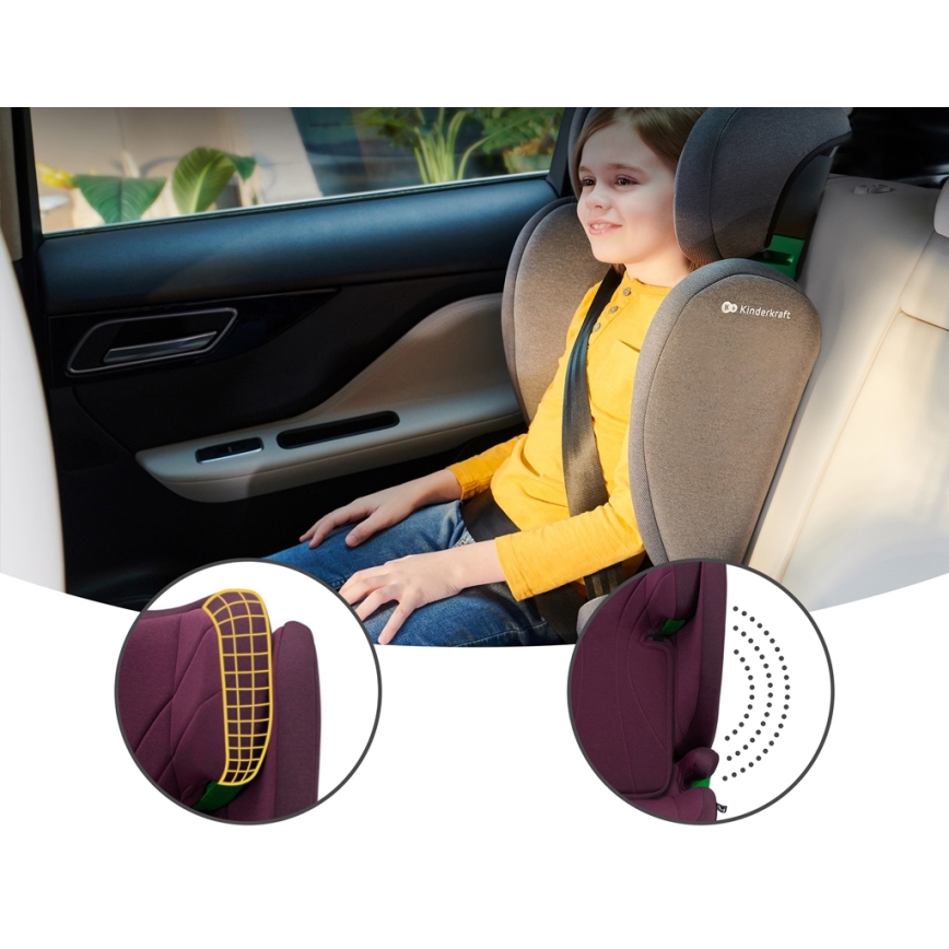 KINDERKRAFT - Autostol JUNIOR FIX 2 (100-150 cm) Cherry pearl