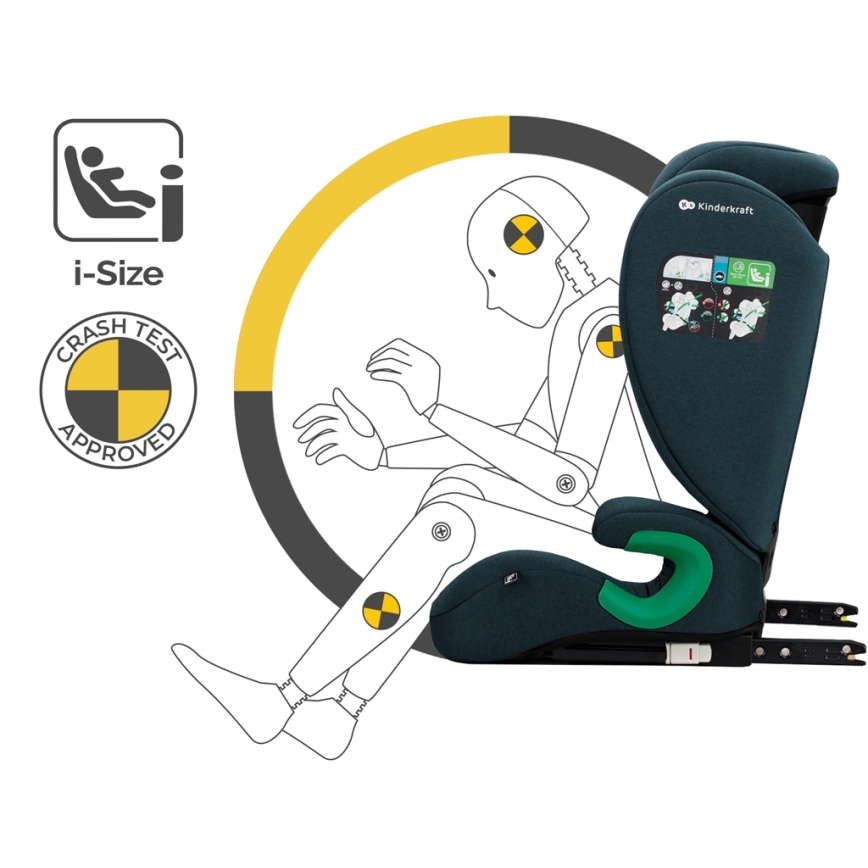 KINDERKRAFT - Autostol JUNIOR FIX 2 (100-150 cm) Harbor blå