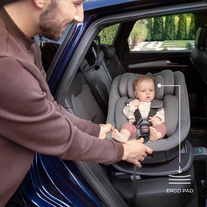 KINDERKRAFT - Autostol med drejbar base I-GUARD i-Size 40-105 cm grå