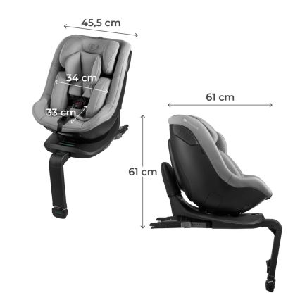 KINDERKRAFT - Autostol med drejbar base I-GUARD i-Size 40-105 cm grå