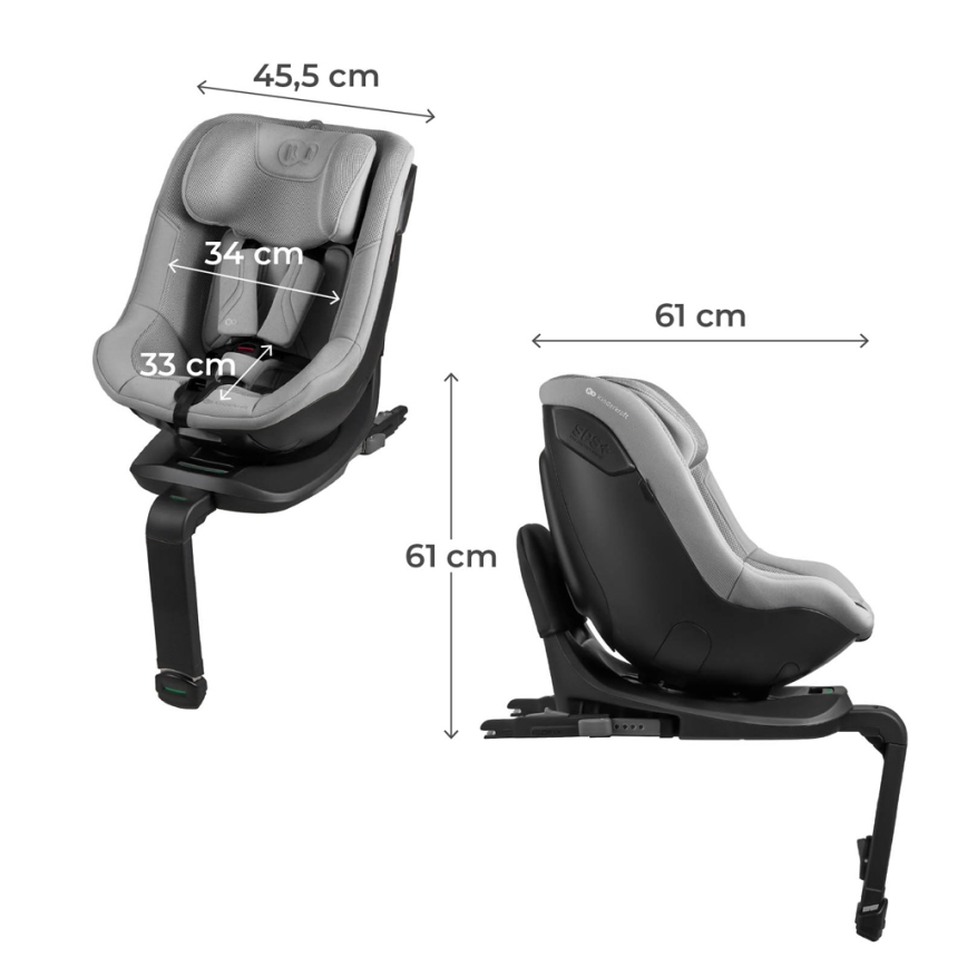 KINDERKRAFT - Autostol med drejbar base I-GUARD PRO i-Size 61-105 cm grå