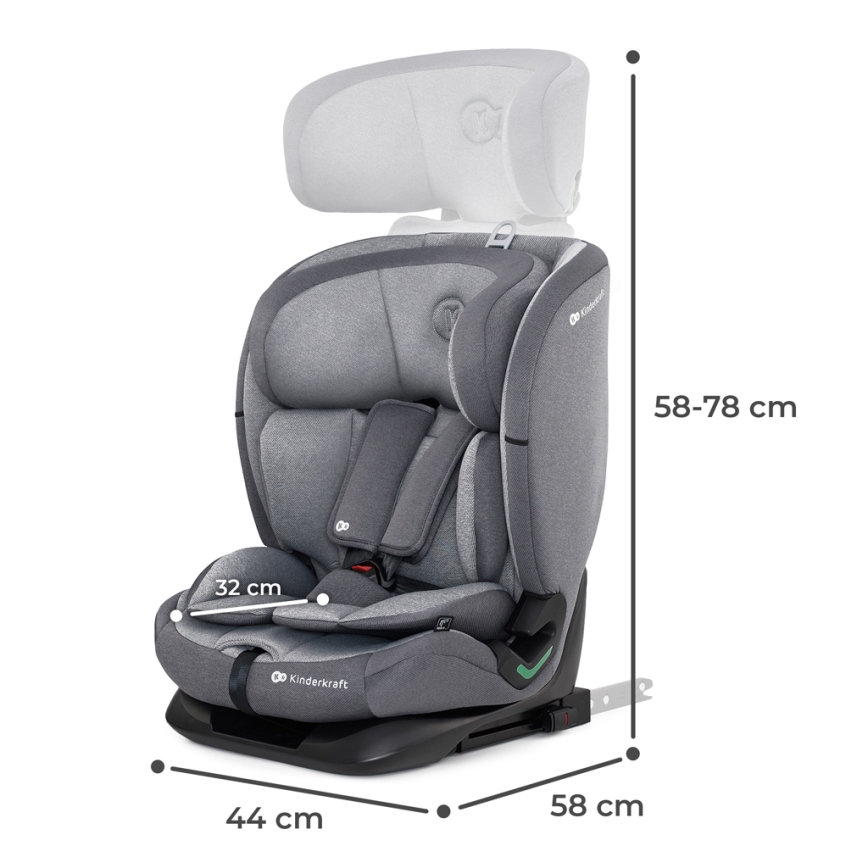 KINDERKRAFT - Autostol ONETO 3-i-1 Str. (76-150 cm) + Isofix Cool grå