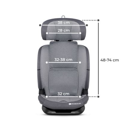 KINDERKRAFT - Autostol ONETO 3-i-1 Str. (76-150 cm) + Isofix Cool grå