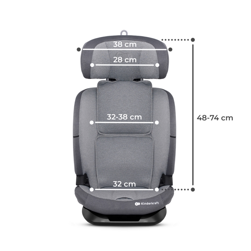 KINDERKRAFT - Autostol ONETO 3-i-1 Str. (76-150 cm) + Isofix Cool grå
