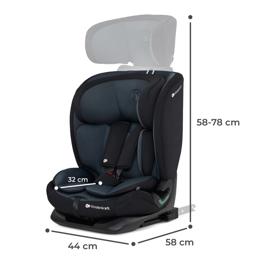 KINDERKRAFT - Autostol ONETO 3-i-1 Str. (76-150 cm) + Isofix Graphite sort