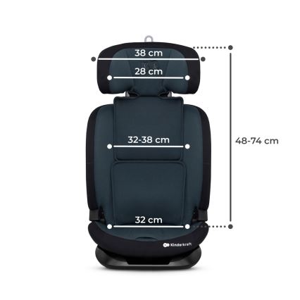 KINDERKRAFT - Autostol ONETO 3-i-1 Str. (76-150 cm) + Isofix Graphite sort