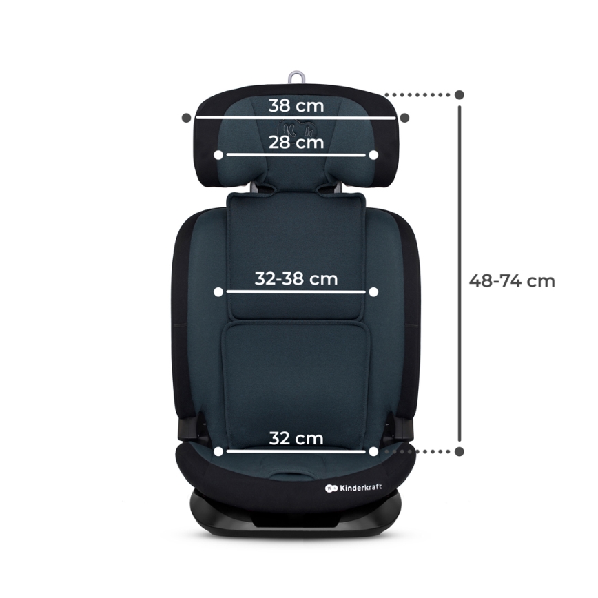 KINDERKRAFT - Autostol ONETO 3-i-1 Str. (76-150 cm) + Isofix Graphite sort