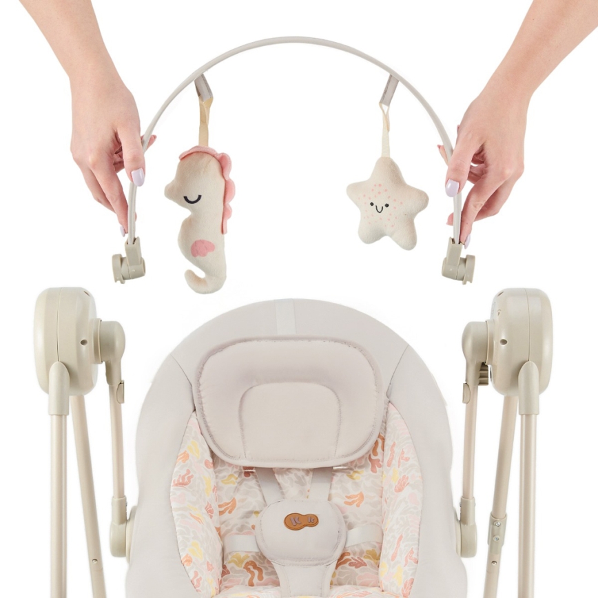 KINDERKRAFT - Babygynge med melodi SWINGEE, beige, 4xAAA/230V