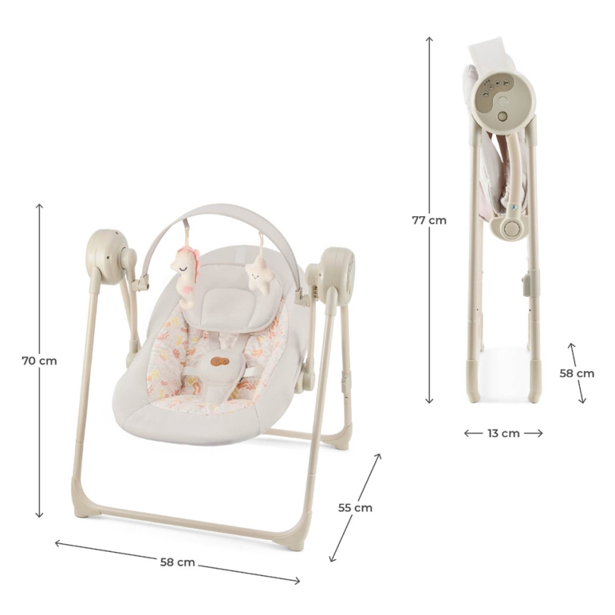 KINDERKRAFT - Babygynge med melodi SWINGEE, beige, 4xAAA/230V