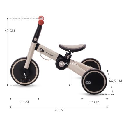 KINDERKRAFT - Balancecykel 3-i-1 4TRIKE grå