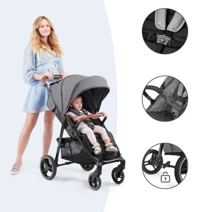 KINDERKRAFT - Barnevogn GRANDE PLUS grå