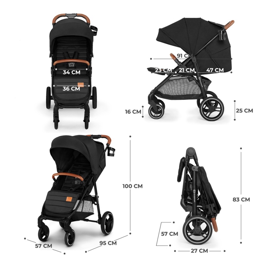 KINDERKRAFT - Barnevogn GRANDE PLUS sort