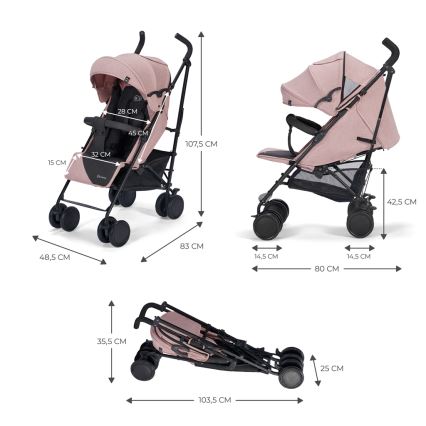 KINDERKRAFT - Barnevogn SIESTA Pink prinsesse