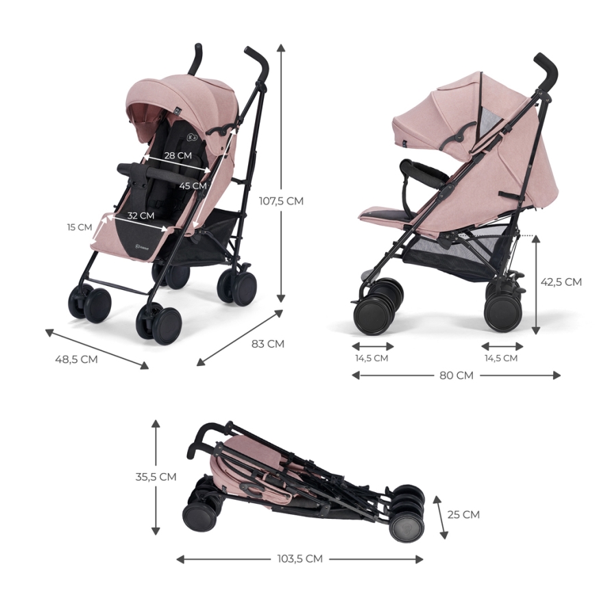 KINDERKRAFT - Barnevogn SIESTA Pink prinsesse