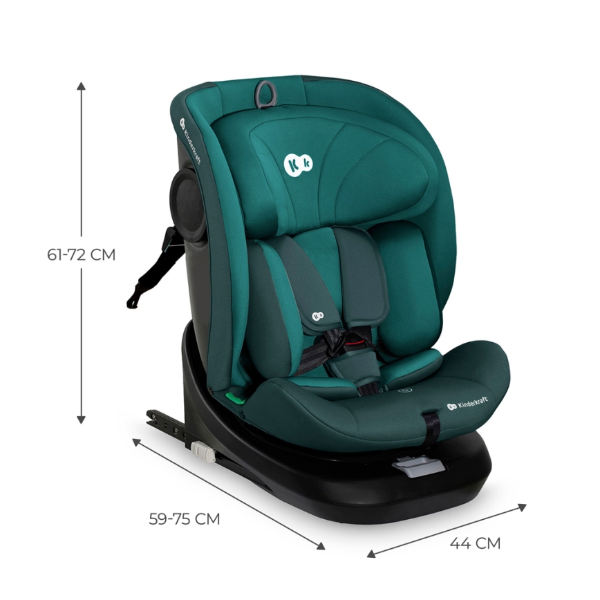 KINDERKRAFT - Bilstol med drejbar base I-GROW i-Size 40-150 cm turkis