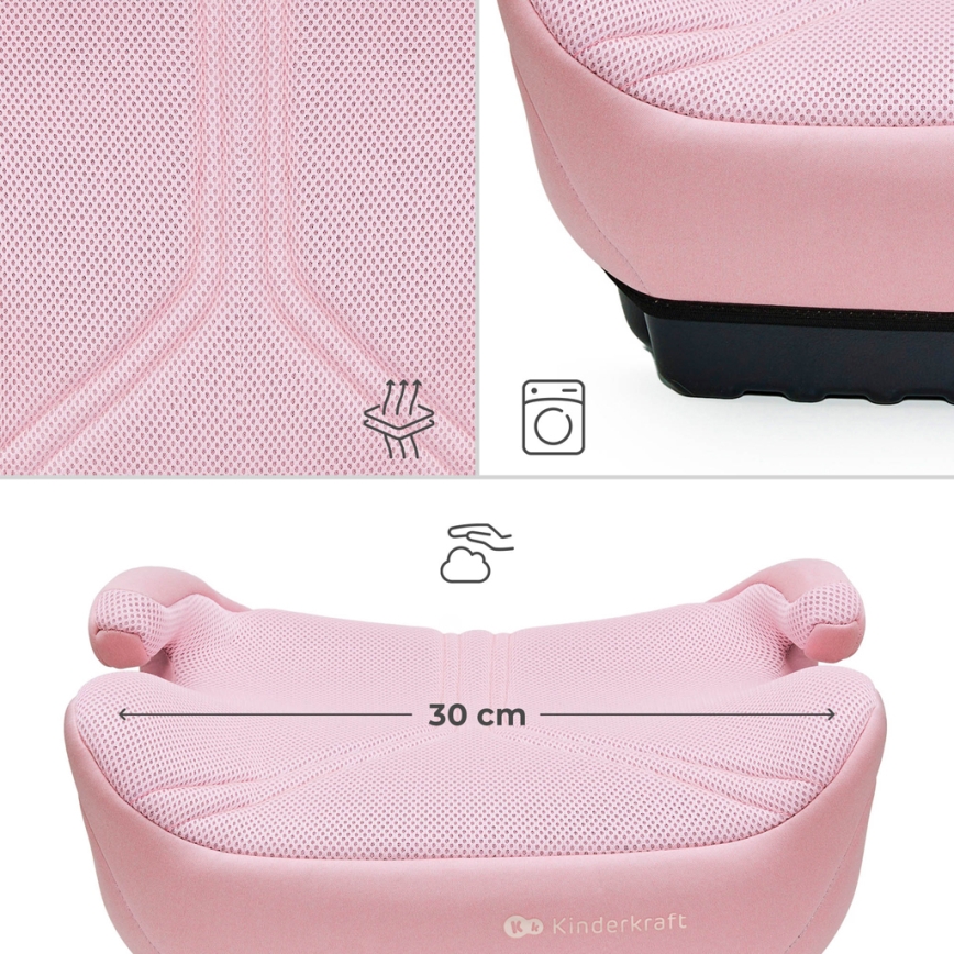 KINDERKRAFT - Booster-sæde til bil I-BOOST 2 PRO i-Size 125–150 cm lyserød