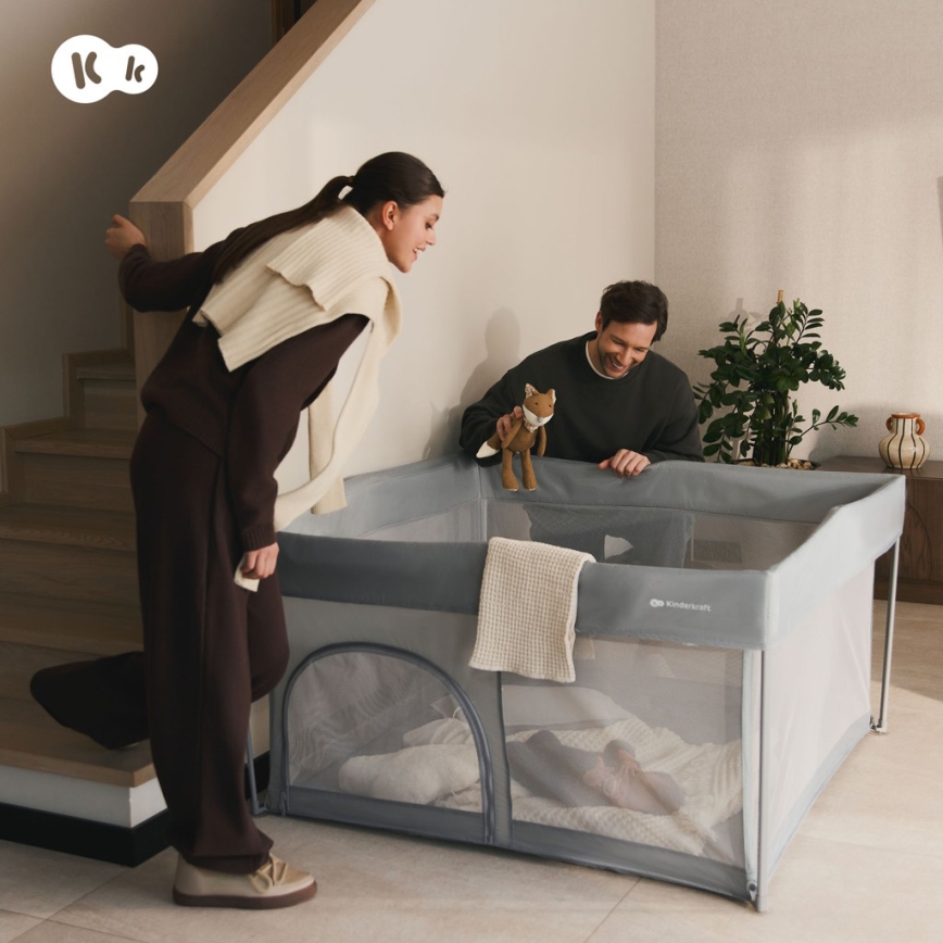 KINDERKRAFT - Børnelegegrind ZIKI grå